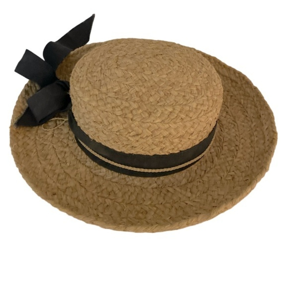 Scala Collection Straw Hat - OSFM tan straw , ribbon tie